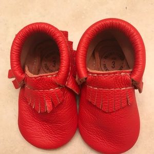 Size 3 Red Freshly Picked Moccasins. Never worn!